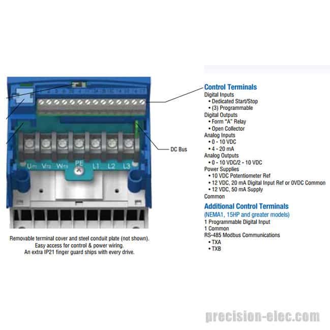 Buy ESV751N01SXB - 1 HP Lenze AC Tech SMVector Series VFD  Lenze Vfd Wiring Diagram    Precision Electric, Inc.