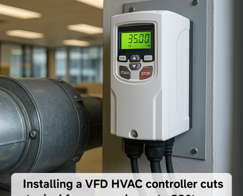 VFD HVAC controller reducing fan power draw