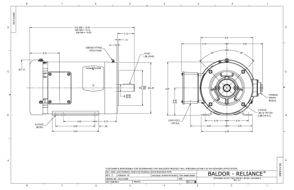 1 HP Baldor General Purpose Three Phase C-Face AC Motor | 230 / 460 VAC | 1.5 Amps @ 230 VAC | 143TC Frame | TEFC | 60 Hz | 1800 RPM | CEM3546T - Image 2