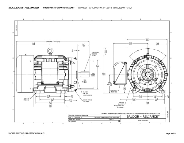 25 HP Baldor General Purpose Three Phase C-Face AC Motor | 230 / 460 VAC | 30.0 Amps @ 230 VAC | 284TC Frame | TEFC | 60 Hz | 1800 RPM | CEM4103T - Image 11