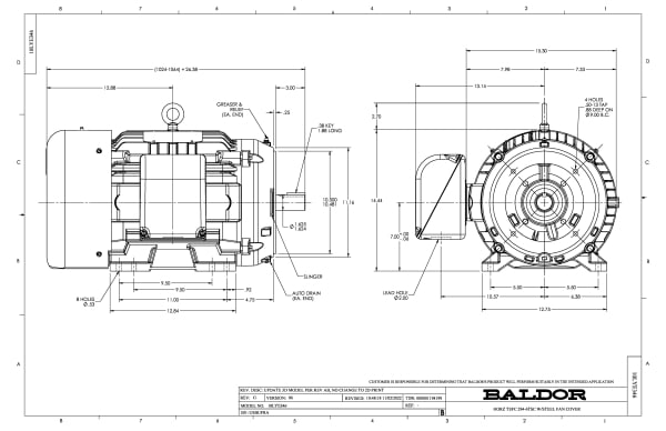 30 HP Baldor General Purpose Three Phase C-Face AC Motor | 230 / 460 VAC | 33.0 Amps @ 230 VAC | 286TSC Frame | TEFC | 60 Hz | 3600 RPM | CEM4108T - Image 2