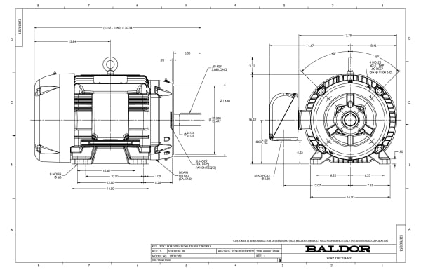 40 HP Baldor General Purpose Three Phase C-Face AC Motor | 230 / 460 VAC | 48.0 Amps @ 230 VAC | 324TC Frame | TEFC | 60 Hz | 1800 RPM | CEM4110T - Image 2