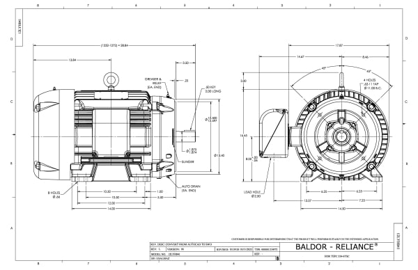 50 HP Baldor General Purpose Three Phase C-Face AC Motor | 230 / 460 VAC | 56.0 Amps @ 230 VAC | 326TSC Frame | TEFC | 60 Hz | 3600 RPM | CEM4114T - Image 2
