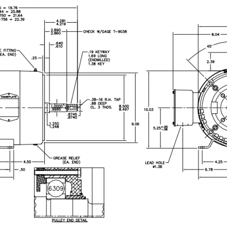 7.5 HP, Baldor Close Coupled Pump Motor, 3520RPM, 3PH, 60HZ, 213JM, TEFC, EJMM3709T