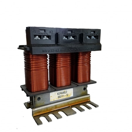 TCI KDR Series Open Chassis 3.0% Impedance 3 Phase Input Line Reactor | 5.0 HP @ 690V | Max Current: 7.6 Amps | Hertz: 50.0/60.0 Hz | Narrow Foot | UL Certified - KDRAA6L2-690V