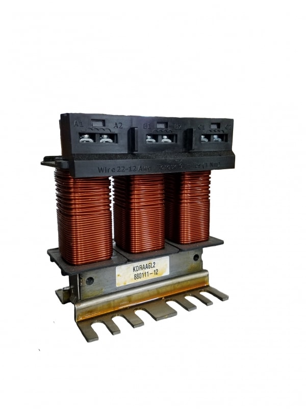 TCI KDR Series Open Chassis 3.0% Impedance 3 Phase Input Line Reactor | 4.0 HP @ 600V | Max Current: 7.6 Amps | Hertz: 50.0/60.0 Hz | Narrow Foot | UL Certified - KDRAA57L2-600V