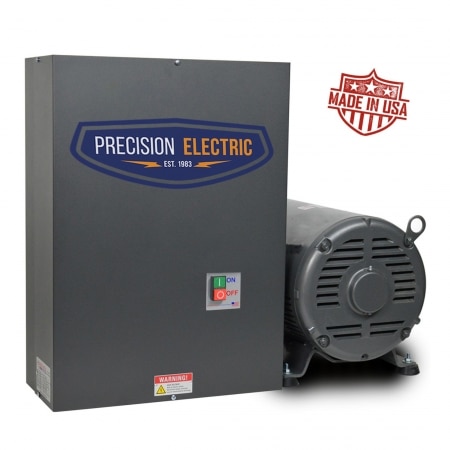 10.0 HP Precision Electric Boost-Phase (Up To 600% Motor Starting Current) NEMA 1 Rotary Phase Converter, 208 - 240 VAC Single Phase Input, 240 VAC Three Phase Output - BOOSTPHASE-PB2000