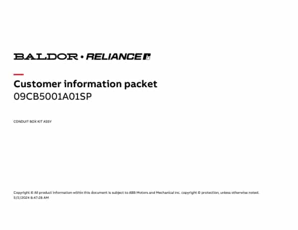 Baldor 09CB5001A01SP - CONDUIT BOX KIT ASSY - Image 2