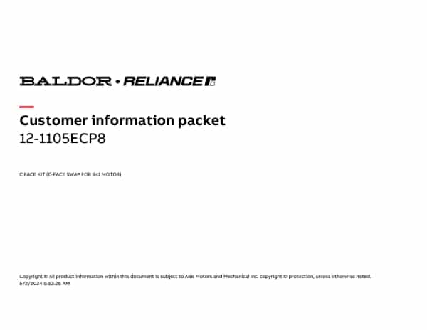 Baldor 12-1105ECP8 - C FACE KIT (C-FACE SWAP FOR 841 MOTOR) - Image 2