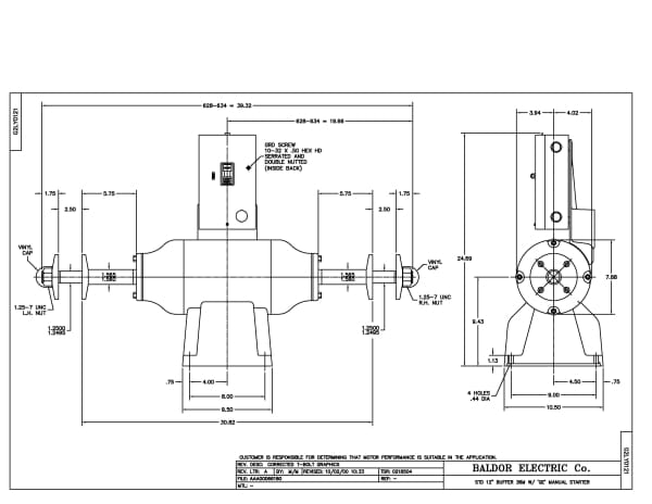 Baldor 1252 - 3 HP, 1500/1800 RPM, 3 Phase, 50/60 Hz, 3628M, BUFF - Image 2