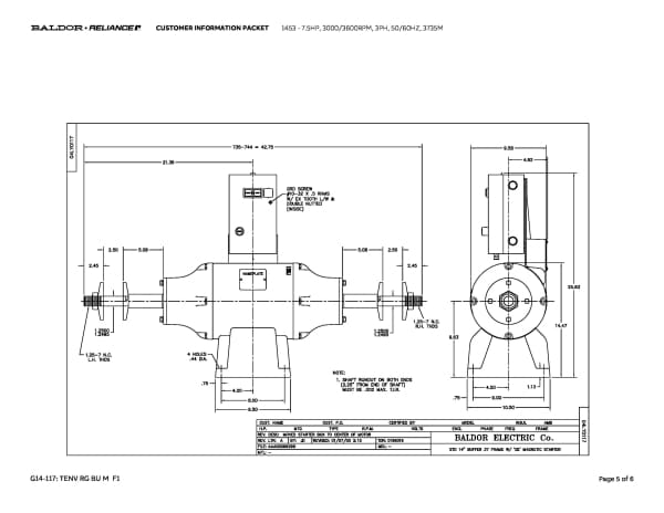 Baldor 1453 - 7.5 HP, 3000/3600 RPM, 3 Phase, 50/60 Hz, 3735M - Image 8