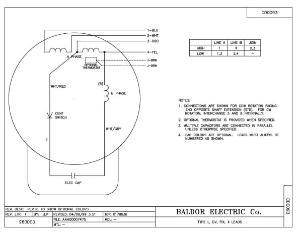 Baldor 1.5 HP, 3600 RPM, 1 Phase, 60 Hz, 3528L, 3528L, TEFC - 2048-151D - Image 3