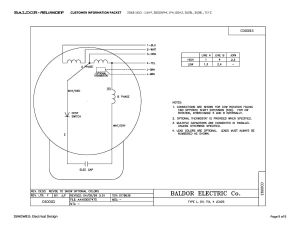 Baldor 1.5 HP, 3600 RPM, 1 Phase, 60 Hz, 3528L, 3528L, TEFC - 2048-151D - Image 12