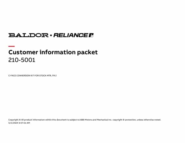 Baldor C-FACE CONVERSION KIT FOR STOCK MTR, FR 2 - 210-5001 - Image 2