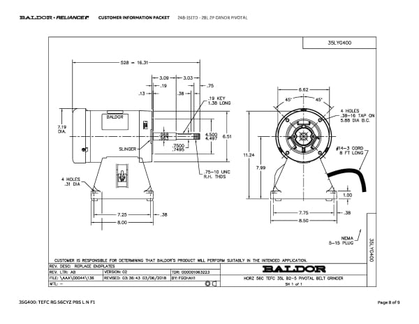 Baldor 28L 2P GRNDR PIVOTAL - 248-151TD - Image 11