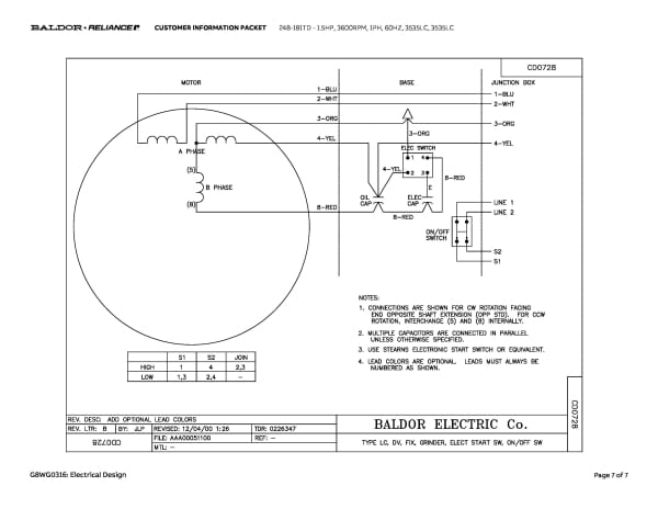 Baldor 1.5 HP, 3600 RPM, 1 Phase, 60 Hz, 3535LC, 3535LC - 248-181TD - Image 10