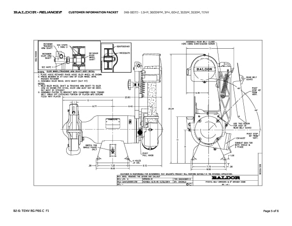 Baldor 1.5 HP, 3600 RPM, 3 Phase, 60 Hz, 3535M, 3535M, TENV - 248-183TD - Image 8