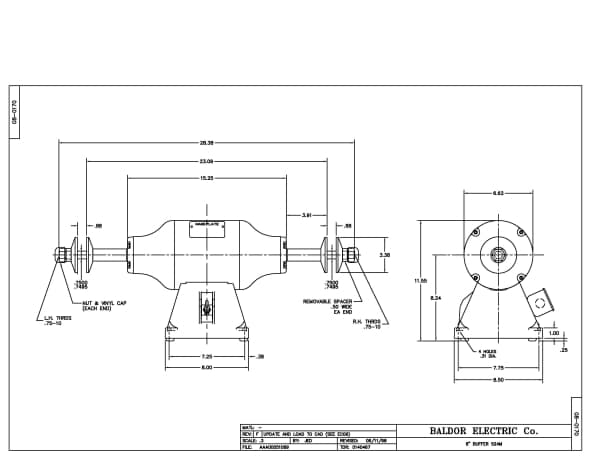 Baldor .75 HP, 3000/3600 RPM, 3 Phase, 50/60 Hz, 3524M - 330B - Image 2