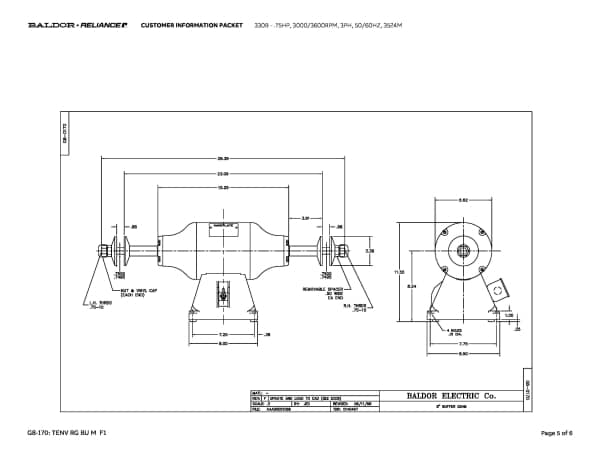 Baldor .75 HP, 3000/3600 RPM, 3 Phase, 50/60 Hz, 3524M - 330B - Image 8