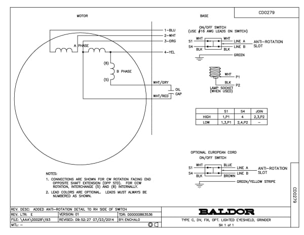 Baldor .75 HP, 3600 RPM, 1 Phase, 60 Hz, 3524C, BUFF - 333B - Image 3