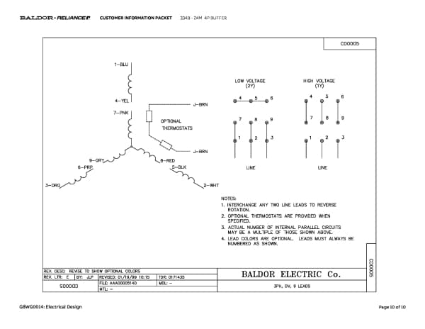 Baldor .75 HP, 1500/1800 RPM, 3 Phase, 50/60 Hz, 3524M - 334B - Image 13