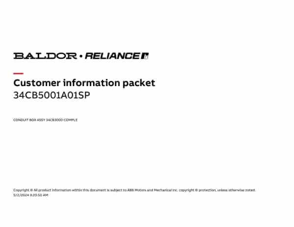 Baldor 34CB5001A01SP - CONDUIT BOX ASSY         34CB3000 COMPLE - Image 2