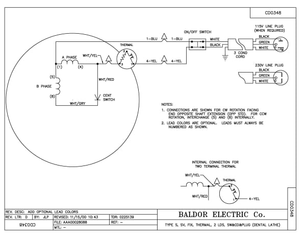 Baldor .5 HP, 3450 RPM, 1 Phase, 60 Hz, 3520S, LATH - 359T - Image 3