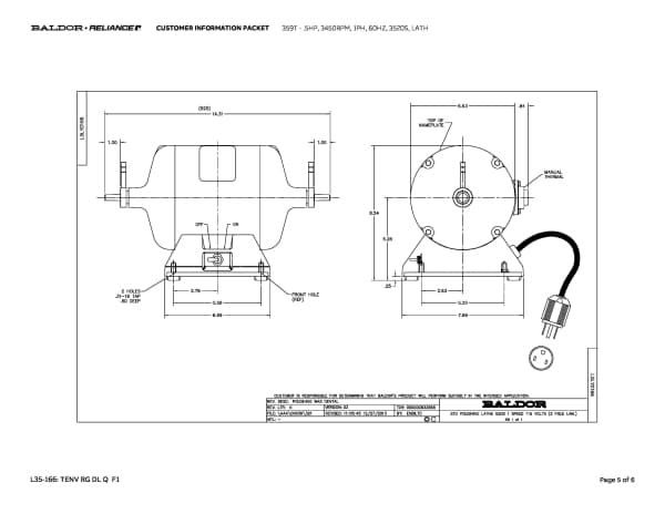 Baldor .5 HP, 3450 RPM, 1 Phase, 60 Hz, 3520S, LATH - 359T - Image 8