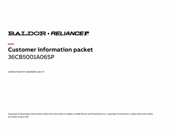 Baldor CONDUIT BOX KIT (36CB3004)   182-4T - 36CB5001A06SP - Image 2