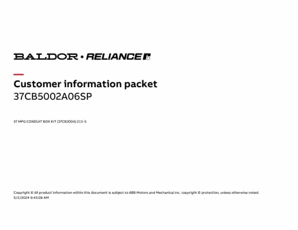 Baldor 37 MPG CONDUIT BOX KIT (37CB3004)  213-5 - 37CB5002A06SP - Image 2
