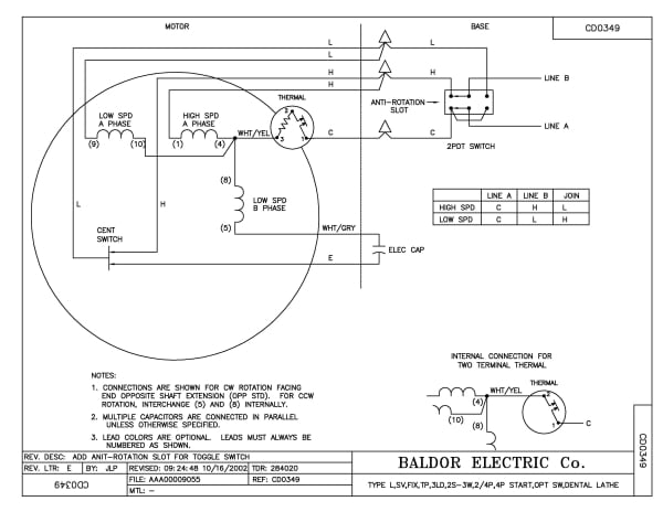 Baldor .33/.17 HP, 3450/1725 RPM, 1 Phase, 60 Hz, 3528L - 380WCT - Image 3