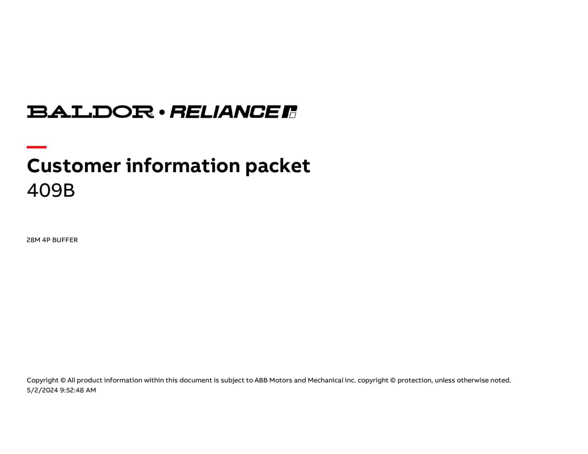 Baldor 1.5 HP, 1500/1800 RPM, 3 Phase, 50/60 Hz, 3528M - 409B - Image 4