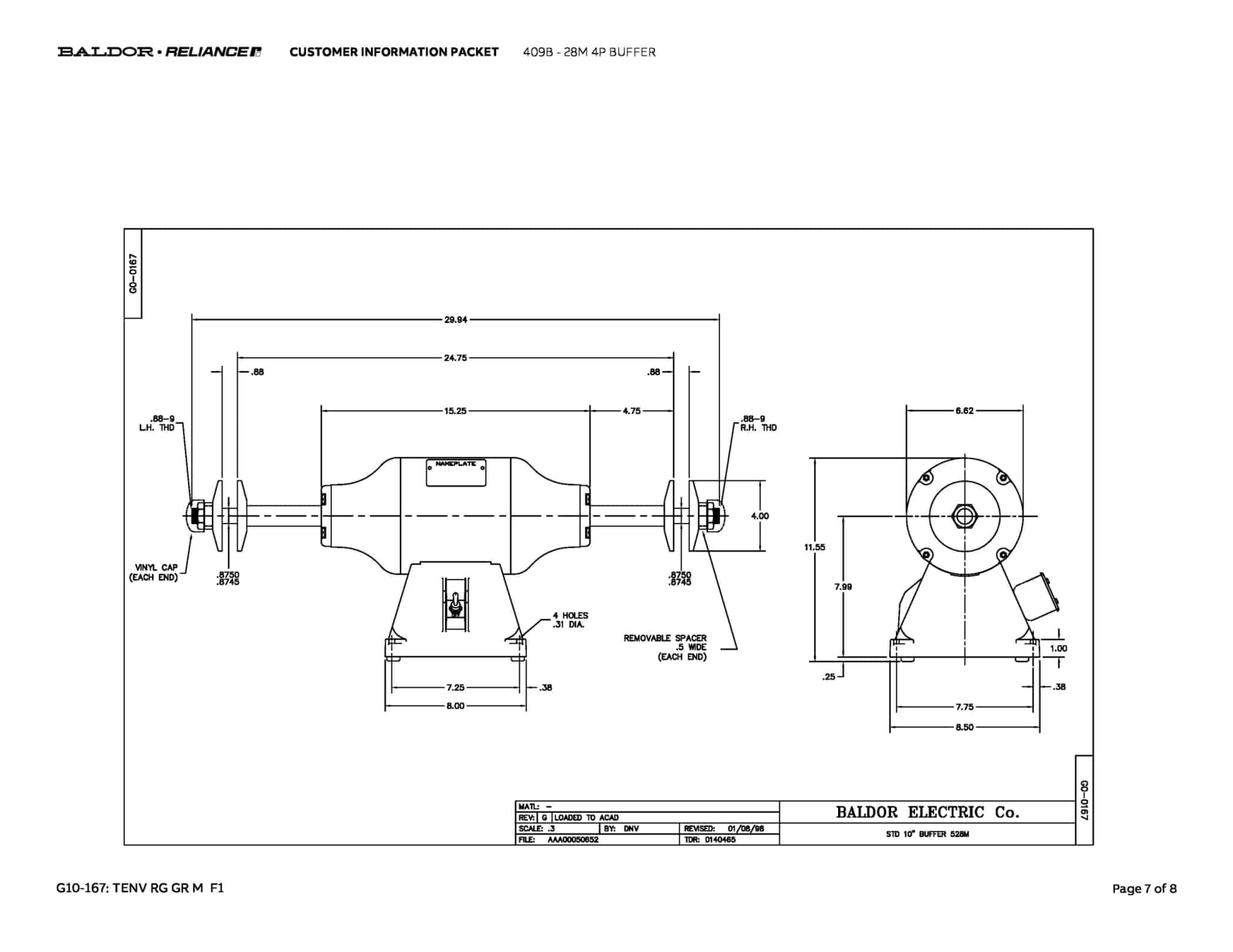 Baldor 1.5 HP, 1500/1800 RPM, 3 Phase, 50/60 Hz, 3528M - 409B - Image 10
