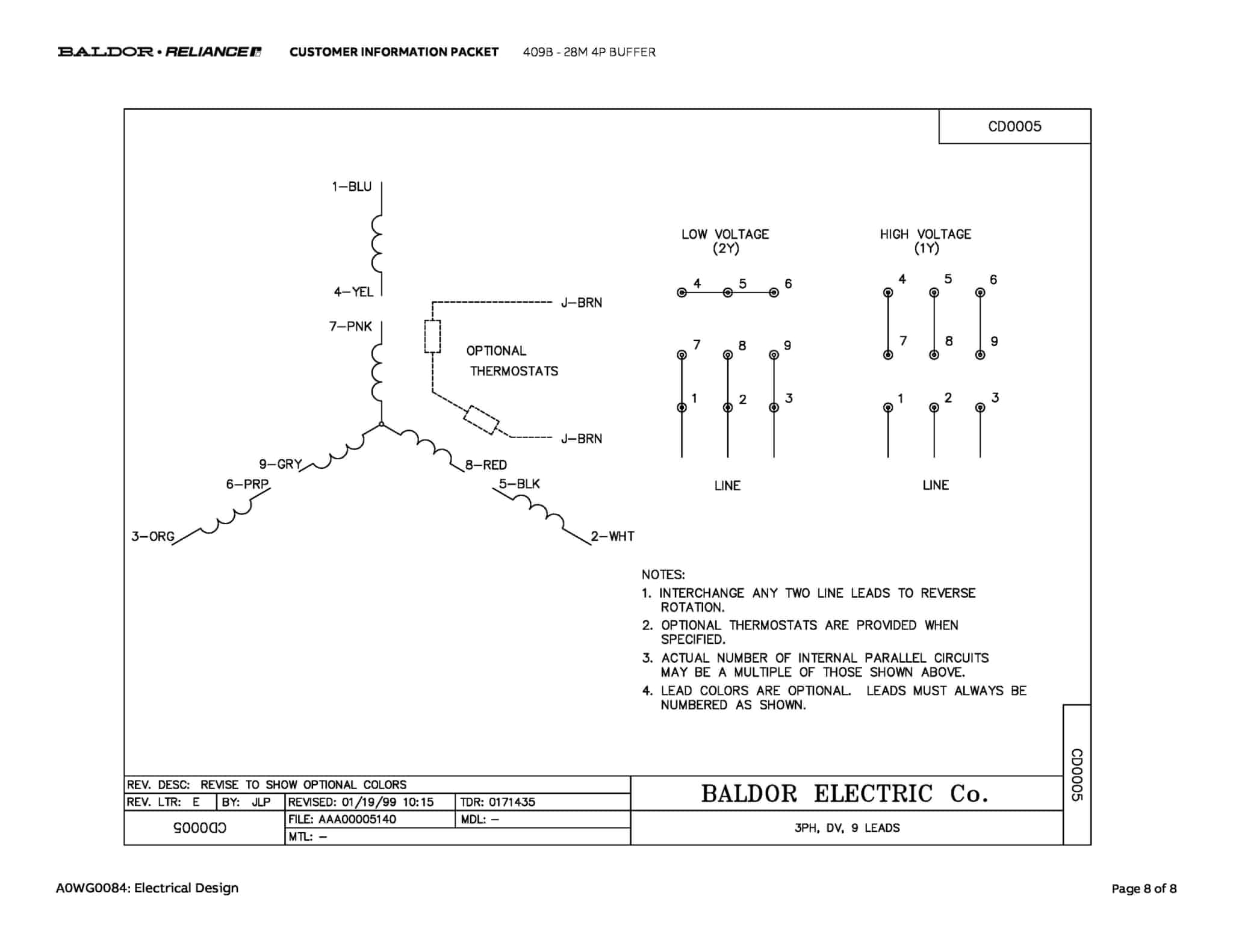 Baldor 1.5 HP, 1500/1800 RPM, 3 Phase, 50/60 Hz, 3528M - 409B - Image 11
