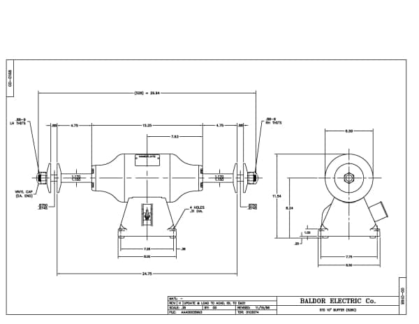 Baldor 1.5 HP, 3600 RPM, 1 Phase, 60 Hz, 3528C, BUFF - 410B - Image 2