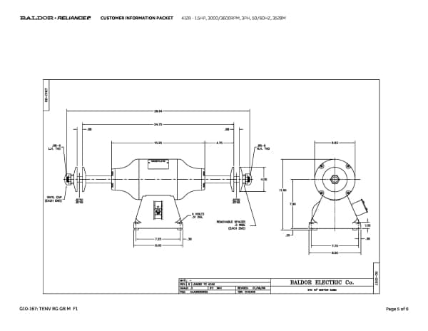 Baldor 1.5 HP, 3000/3600 RPM, 3 Phase, 50/60 Hz, 3528M - 412B - Image 8