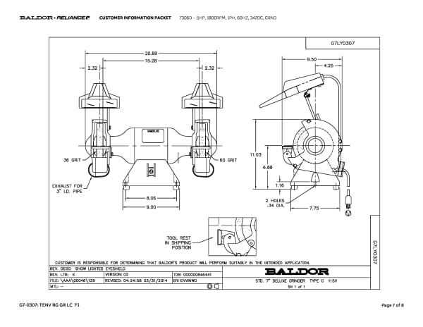 Baldor .5 HP, 1800 RPM, 1 Phase, 60 Hz, 3420C, GRND - 7306D - Image 10