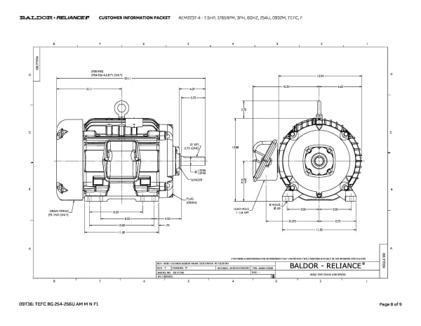 Baldor 7.5 HP, 1765 RPM, 3 Phase, 60 Hz, 254U, 0932M, TEFC, F - AEM2237-4 - Image 11