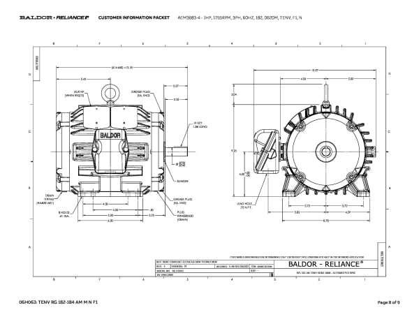 Baldor 1 HP, 1755 RPM, 3 Phase, 60 Hz, 182, 0620M, TENV, F1, N - AEM3683-4 - Image 11