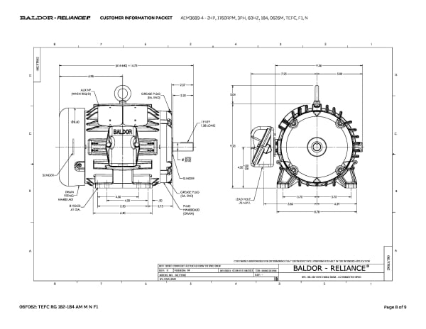 Baldor 2 HP, 1760 RPM, 3 Phase, 60 Hz, 184, 0626M, TEFC, F1, N - AEM3689-4 - Image 11