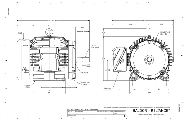Baldor 3 HP, 1760 RPM, 3 Phase, 60 Hz, 213, 0728M, TEFC, F1, N - AEM3783-4 - Image 2