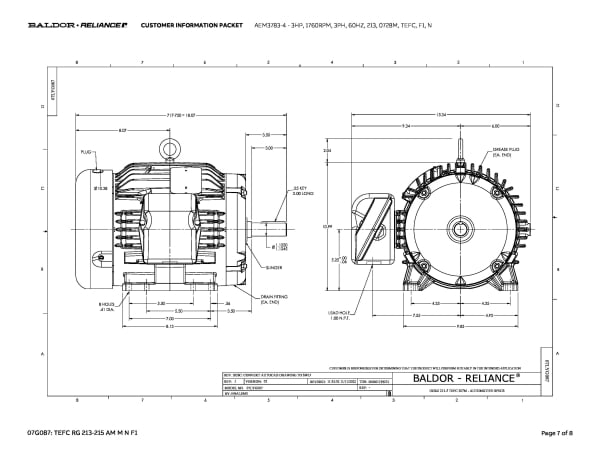 Baldor 3 HP, 1760 RPM, 3 Phase, 60 Hz, 213, 0728M, TEFC, F1, N - AEM3783-4 - Image 10