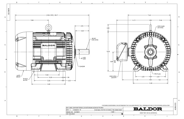 Baldor 30 HP, 1775 RPM, 3 Phase, 60 Hz, 326U, 1250M, TEFC, F1 - AEM4104-4 - Image 2