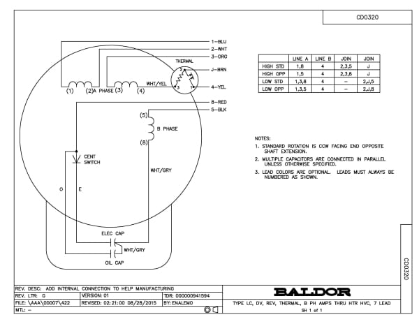 Baldor .5 HP, 1745 RPM, 1 Phase, 60 Hz, 56, 3424LC, TEAO, F1 - AFL3504A - Image 3