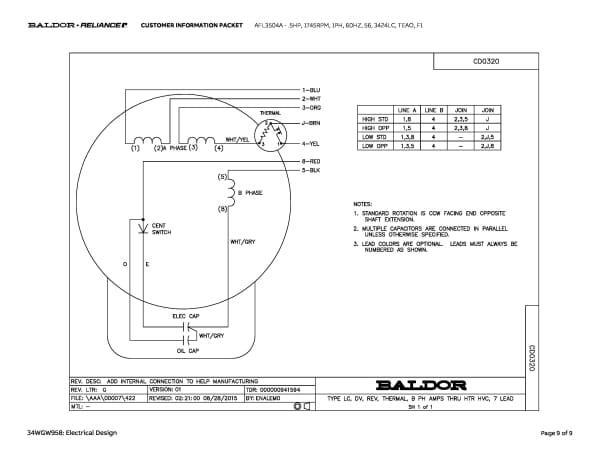 Baldor .5 HP, 1745 RPM, 1 Phase, 60 Hz, 56, 3424LC, TEAO, F1 - AFL3504A - Image 12