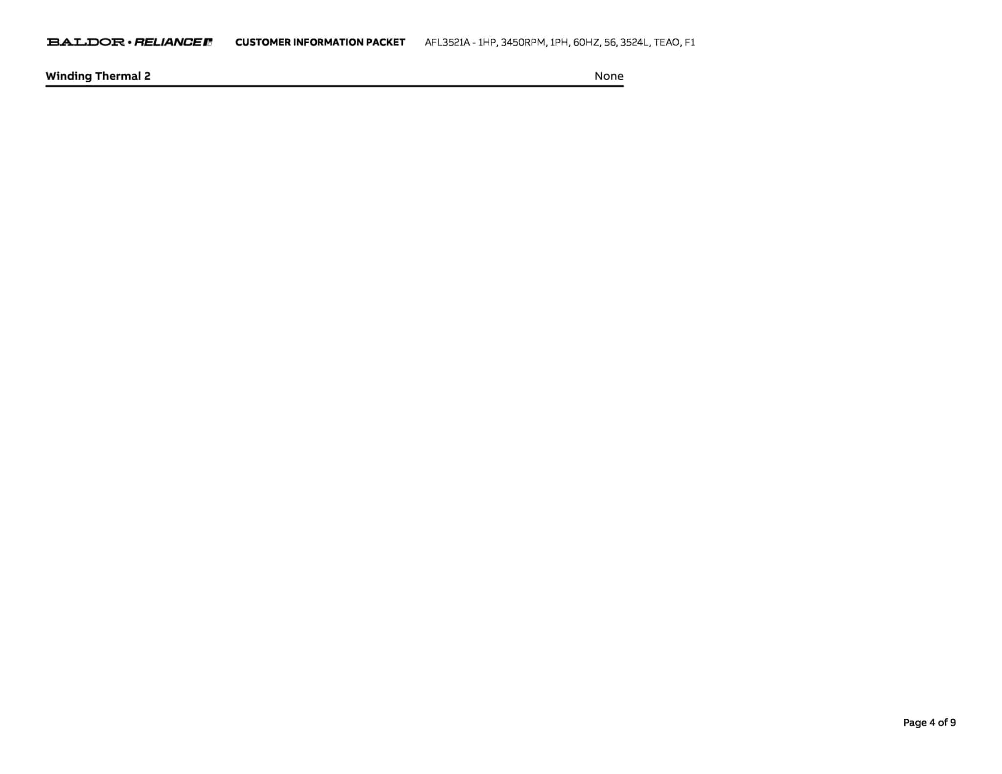 1HP,3450RPM,1PH,60HZ,56,3524L,TEAO,F1 - AFL3521A - Image 7