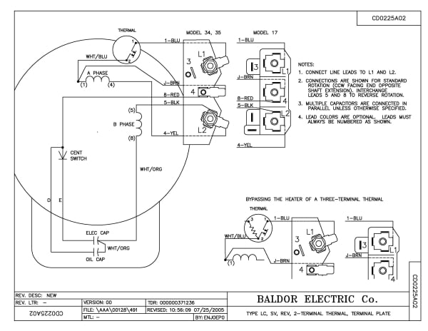 Baldor 3 HP, 3450 RPM, 1 Phase, 60 Hz, 145TZ, 3535LC, TEAO - AFL3524A - Image 3