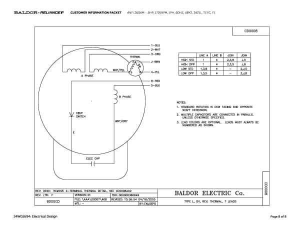 Baldor .5 HP, 1725 RPM, 1 Phase, 60 Hz, 48YZ, 3421L, TEFC, F1 - ANFL3504M - Image 11