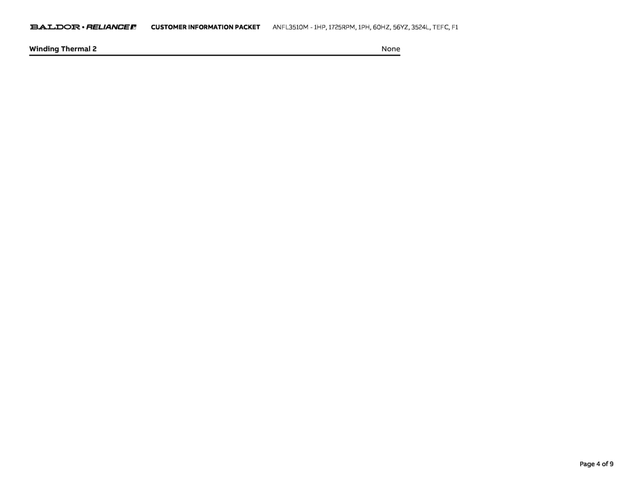 Baldor 1 HP, 1725 RPM, 1 Phase, 60 Hz, 56YZ, 3524L, TEFC, F1 - ANFL3510M - Image 7