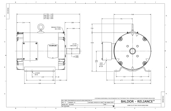 Baldor 2 HP, 855 RPM, 3 Phase, 60 Hz, 213T, 3724M, TEAO, F1, N - AOM3702T - Image 2